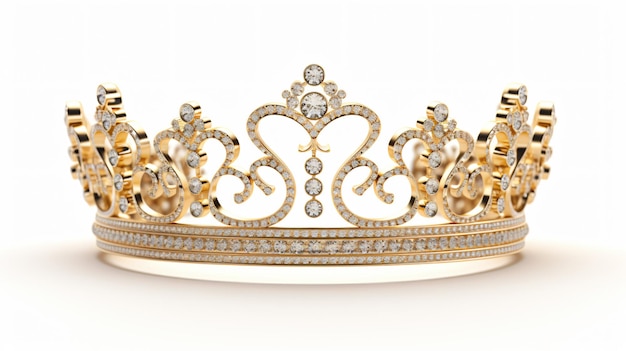 Uma coroa de princesa feita de ouro e diamantes com branco