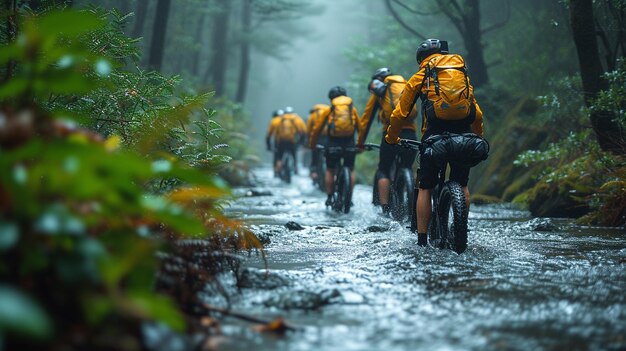 Foto uma corrida de aventura com equipes navegando no papel de parede