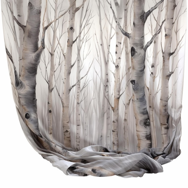 Foto uma cortina com uma floresta de bétulas