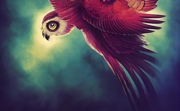 Uma coruja animal pássaro Retrato de uma coruja Pintura de ilustração de estilo de arte digital