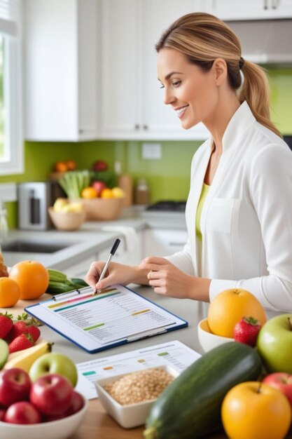 Foto uma cozinha brilhante de design moderno e consulta de nutrição personalizada