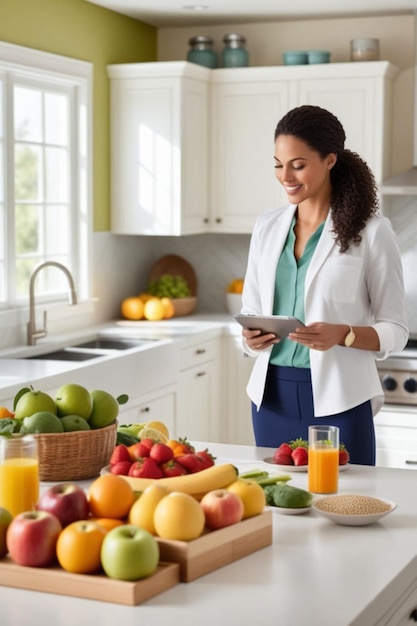 Foto uma cozinha brilhante de design moderno e consulta de nutrição personalizada