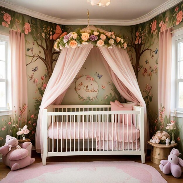Foto uma creche de bebês com um sinal que diz brunch na parede