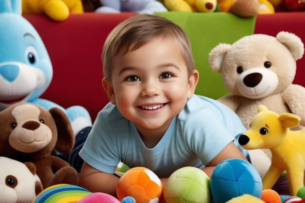 Foto uma criança brincalhona com um sorriso de dentes espaçados e olhos brilhantes