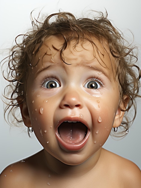 Foto uma criança com raiva chora e grita