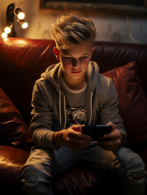 Foto uma criança está jogando em um smartphone e alguém está assistindo a um vídeo