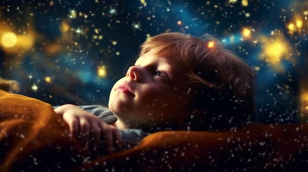 Uma criança perdida nos sonhos do espaço IA generativa