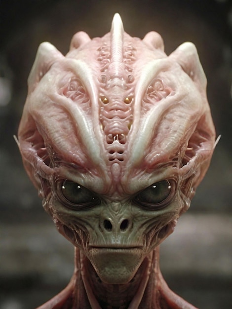 uma criatura de aparência estranha com uma cabeça que diz alienígena