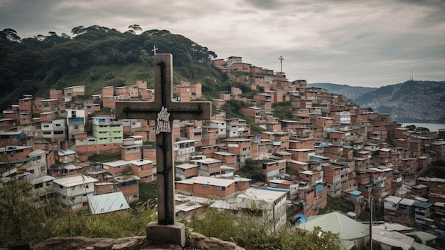 Uma cruz em uma colina no rio de janeiro