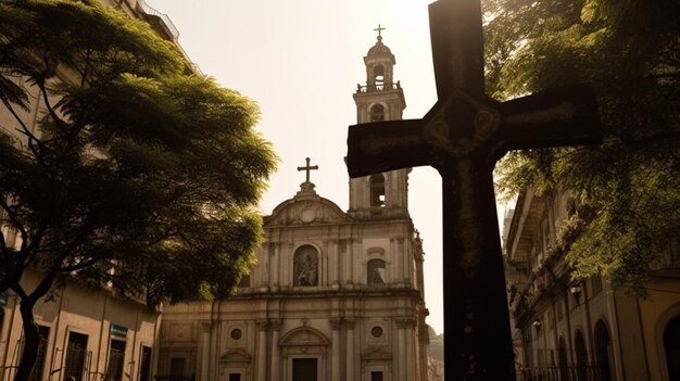 Foto uma cruz na frente de uma igreja em havana