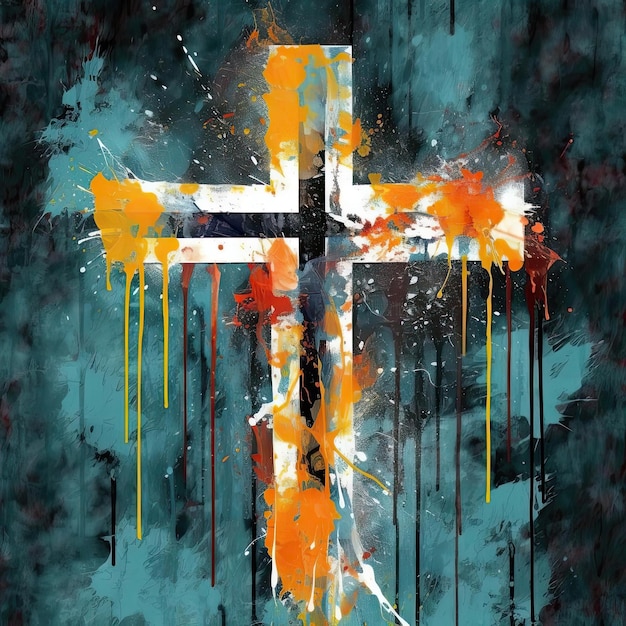 uma cruz pintada abstrata