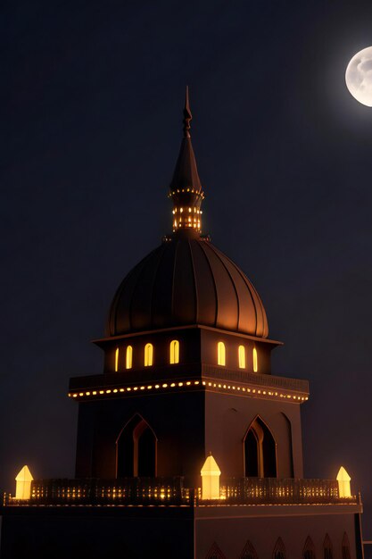 Foto uma cúpula de uma mesquita na frente da lua muharram ai gerou imagem