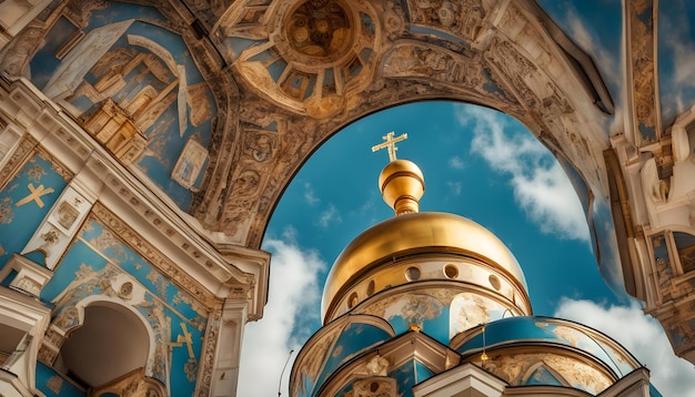 Foto uma cúpula dourada com uma cruz em cima dela