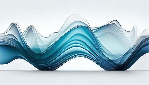 Uma delicada linha de onda azul fluindo em um fundo branco
