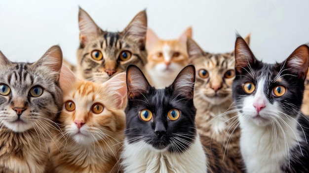 Foto uma deliciosa assembléia de gatos de várias raças, cada um com seu charme e expressões únicas