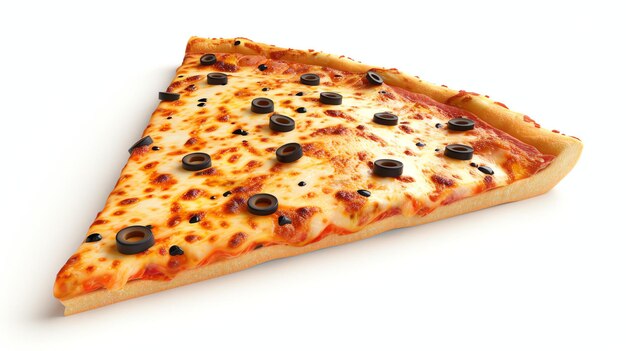 Uma deliciosa fatia de pizza com azeitonas A pizza tem uma crosta crocante queijo derretido e molho de tomate saboroso