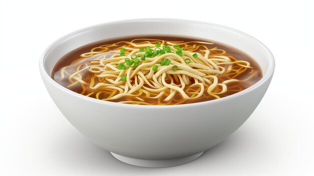 Uma deliciosa tigela de macarrão ramen quente a vapor os macarrões são feitos de farinha de trigo e são servidos num caldo saboroso