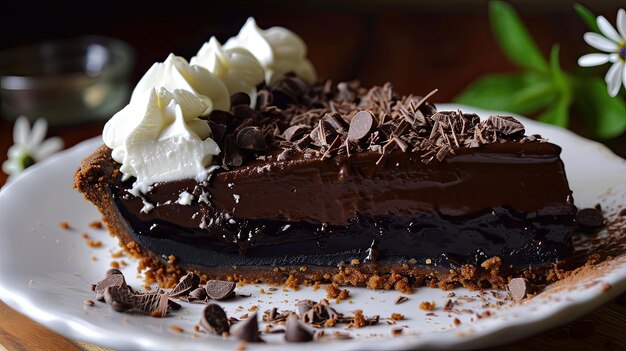 Uma deliciosa torta de chocolate num prato Uma deliciosa sobremesa para satisfazer a sua fome de doces