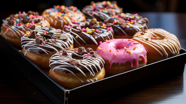 Uma deliciosa variedade de donuts.