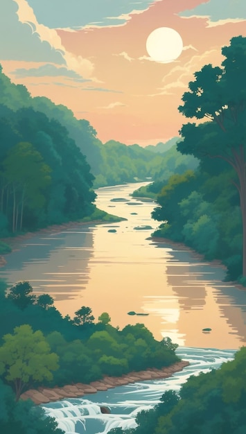 Foto uma deslumbrante paisagem de verão ao longo do rio chattahoochee a serenidade da natureza