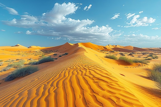 Foto uma deslumbrante vista panorâmica das dunas do deserto do saara em merzouga, marrocos