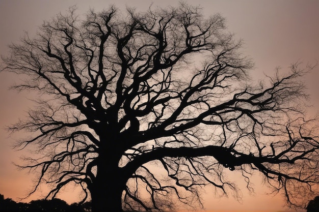 Uma dramática paisagem de árvores em preto e branco