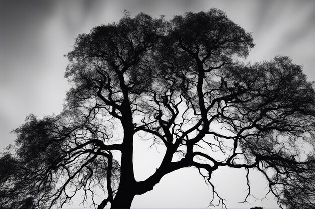 Foto uma dramática paisagem de árvores em preto e branco