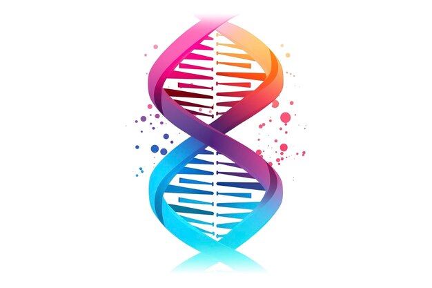 Uma dupla hélice de DNA entrelaçada com um caduceu médico