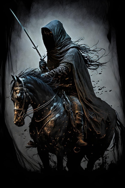 Uma égua em um cavalo preto