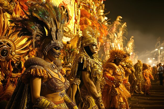 Uma elaborada e colorida procissão anual de carnaval no Rio de Janeiro gerada pela IA