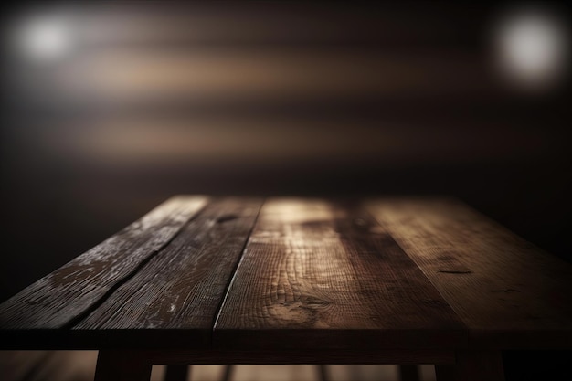 Foto uma elegante e moderna mesa de jantar de madeira com superfície lisa e design minimalista gerada por ia
