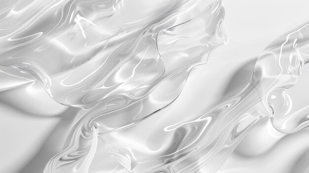 Uma elegante textura giratória de gel de soro hialurônico transparente sobre um fundo branco