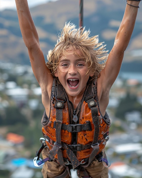 Foto uma emocionante tarde de aventura de bungee jumping