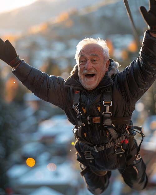 Foto uma emocionante tarde de aventura de bungee jumping