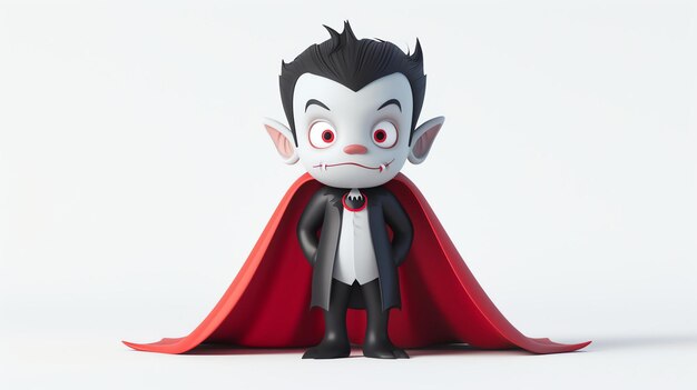 Uma encantadora ilustração 3D com um simpático vampiro com um sorriso travesso e uma pose brincalhona este adorável vampiro adiciona um toque de magia a qualquer projeto perfeito para desenhos de Halloween i