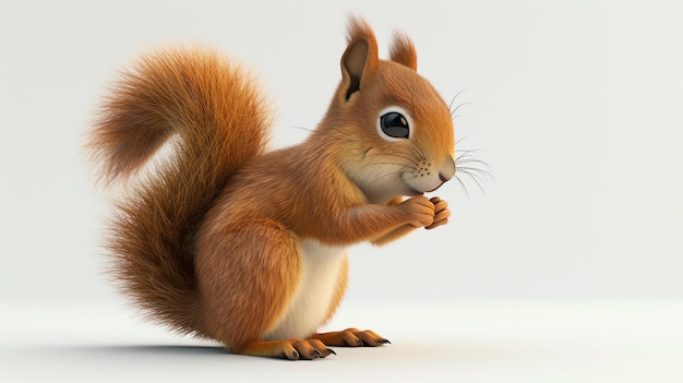 Uma encantadora ilustração 3D de um esquilo bonito mostrando sua natureza brincalhona e características adoráveis Perfeito para adicionar um toque de bonitinho a qualquer projeto ou design