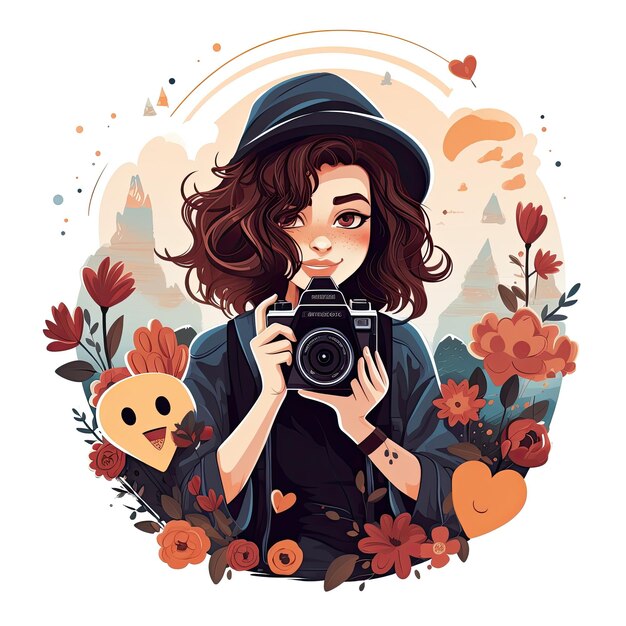 Uma encantadora ilustração vetorial de um fotógrafo bonito