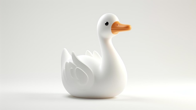 Uma encantadora versão 3D de um lindo cisne deslizando graciosamente sobre um fundo branco prístino Perfeito para adicionar um toque de elegância aos seus projetos e projetos