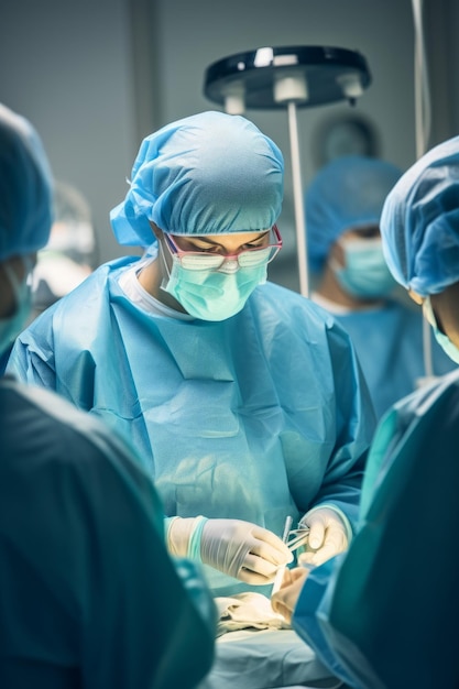 uma equipe cirúrgica se reunindo para um briefing pré-operatório Criado com tecnologia de IA generativa