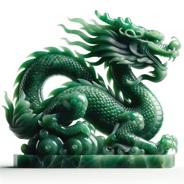 uma escultura de jade em forma de um dragão chinês