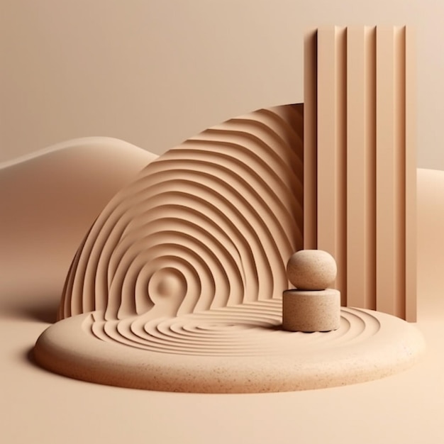 uma escultura de madeira com um desenho em espiral