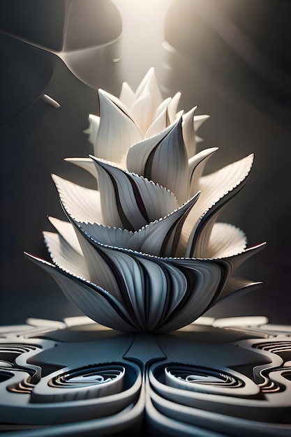 Uma escultura de papel 3d de uma flor com a palavra arte nela