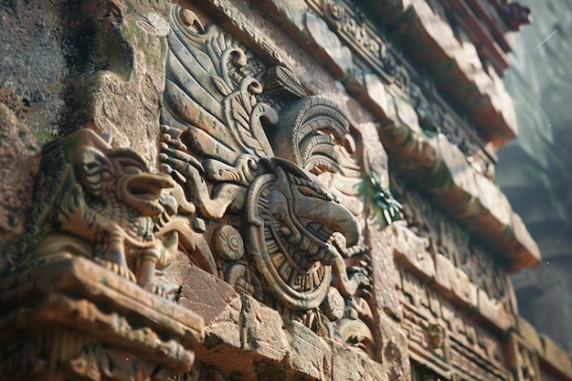 uma escultura de pedra de um dragão com um dragão nele