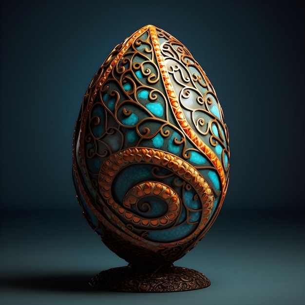 uma escultura de um ovo de dragão com detalhes de textura e cor