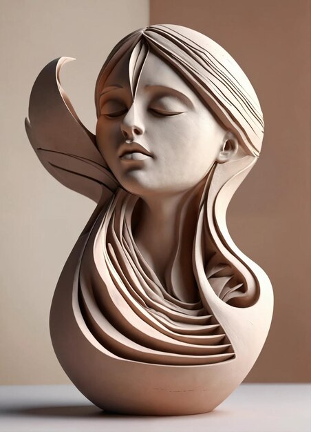 Foto uma escultura de uma mulher com a cabeça de uma mulher