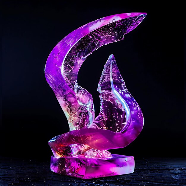 uma escultura de vidro com uma cobra