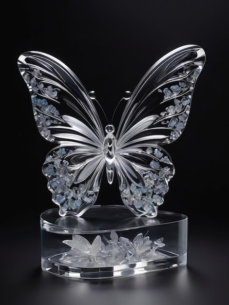 Uma escultura de vidro de quartzo de cristal de tirar o fôlego de uma borboleta delicada