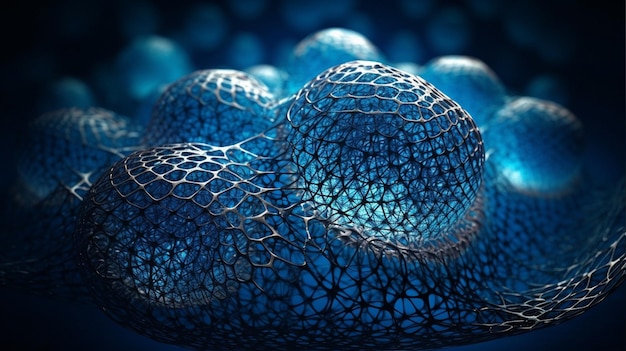 Uma esfera azul com um padrão de pequenas bolas.