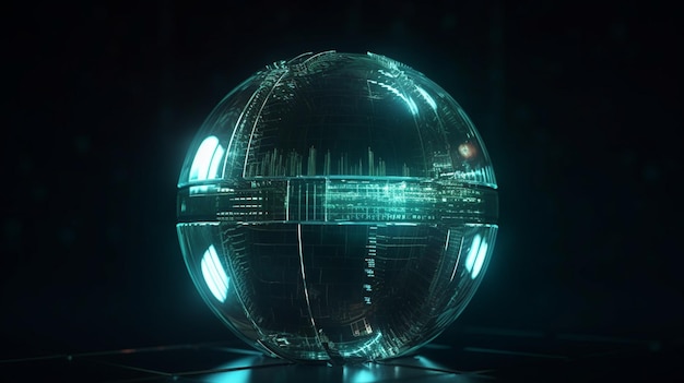 Uma esfera com uma luz verde sobre ela
