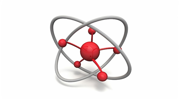 Uma esfera vermelha com a palavra átomo
